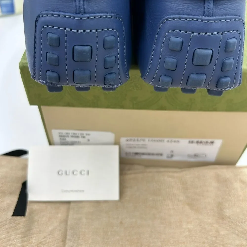 Men’s Gucci interlocking GG Leather driver loafers size 6 fits 7US made Italy